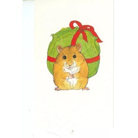 CHRISTMAS GREETING HAMPSTER WITH HIS PRESENT / CHING ON POSTCARD (X-166)