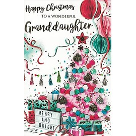 GRANDDAUGHTER CHRISTMAS CARD, TRADITIONAL XMAS DESIGN, 9 X 6 INCHES, XA015