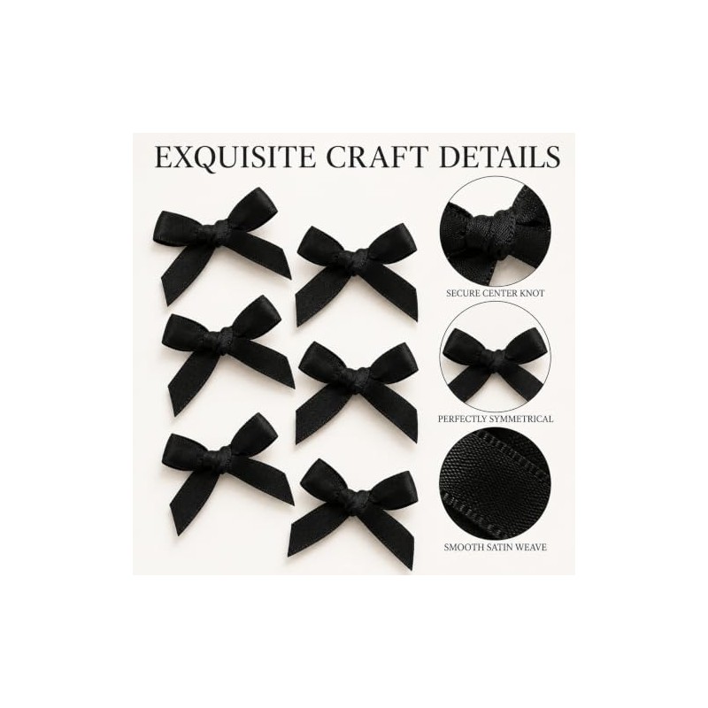30-Pack Mini Satin Bow Hair Clips, Classic Black, Alligator Clips