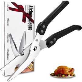 SLEMOON Heavy Duty Kitchen Poultry Shears - Professional Food Scissors for Spatchcocking Chicken, Cutting Raw Meat & Poultry Bones, Thick Steel Blades, Spring-Loaded, Dishwasher Safe Black