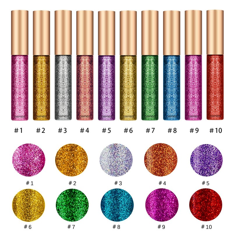 Freeorr 10 Colours Liquid Glitter Eyeliner, Metallic Shimmer Glitter Eyeshadow,