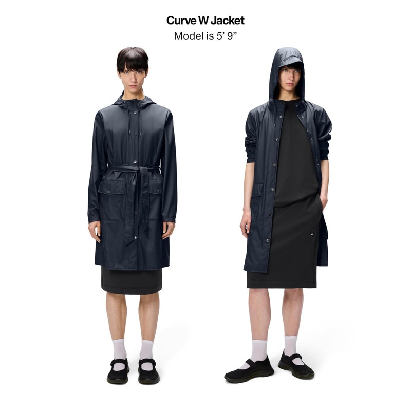 RAINS Curve W Jacket – Navy Waterproof Windproof Water-Resistant Water-Repellent