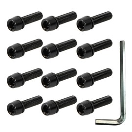 Pack of 12 Bicycle Stem Screws, Multifunctional Bicycle Screws Set, Bottle Holder Screws, Includes Wrench, M5 x 18 mm Bolts, Suitable for Mountain Bikes and Other Bicycle Types (Black)
