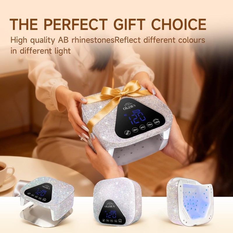 Okasiuv UV LED Nail Lamp with UV Gloves,Magnetic Metal Mirror