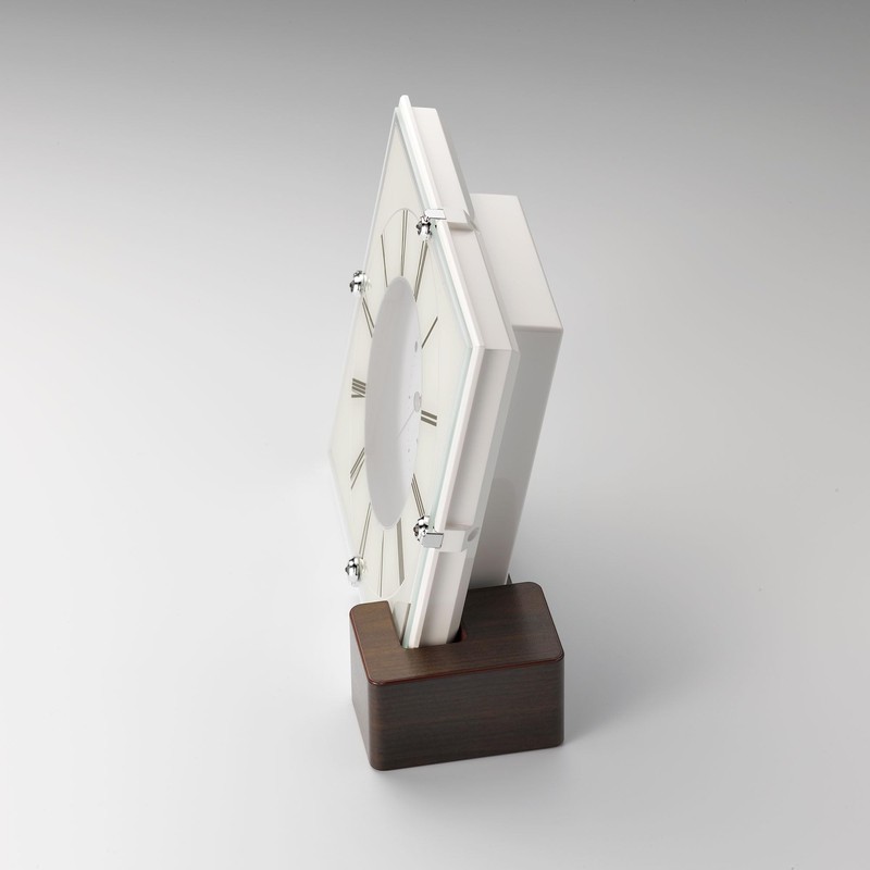 リズム(RHYTHM) シチズン 掛け時計 電波時計 アナログ 置き掛け兼用 木製台座 白 CITIZEN マリアージュ707