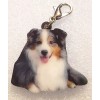Australian Shepherd Dog Down Flat Acrylic Purse Charm Zipper Pull