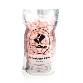 YouClean Refill Pack - 365 Toothpaste Tablets - Natural Remineralization & Whitening with Nano Hydroxyapatite - Travel or Daily Use - Fluoride Free (Strawberry365)