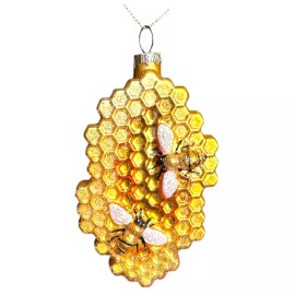 Unbranded Honey Bee Glass Ornament - Garden Flower Decor Woods Woodland Funny Cute Bear