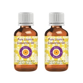 Deve Herbes Liquorice Oil (Glycyrrhiza glabra) | Infused | Pure | Non-Sticky | Lightweight | for Facial Care | Men & Women | 30ml X 2 (2 oz)