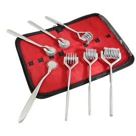 MuskalMed Wartenberg Neuro Pinwheel Diagnostic Instrument Sensory Wartenberg Pinwheel 1,2,3,4,5,7 & 10 Head Strong Wheel Stainless Steel Nerve Tester (Set of 7 (1,2,3,4,5,7 & 10 Head) (Silver)