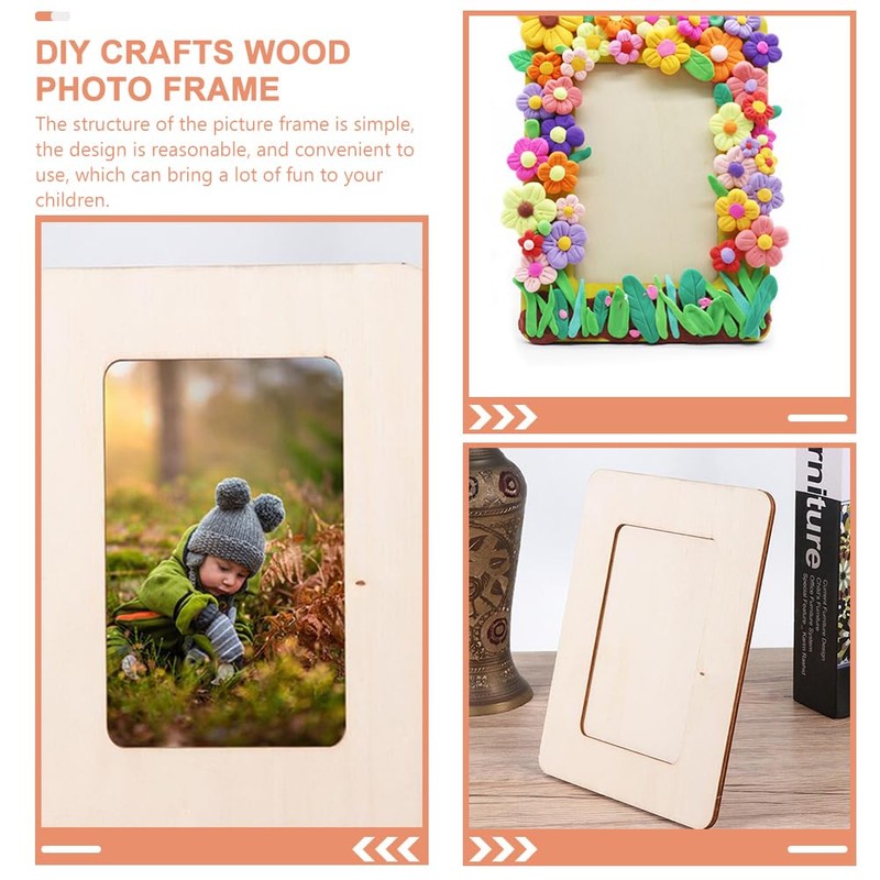 ibasenice Diy Wooden Photo Frame 20 Pcs Kid Crafts Blank