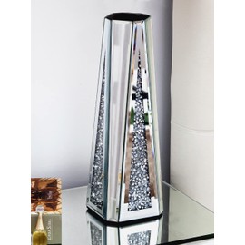 SHYFOY Flower Vase Crushed Diamond Mirrored Vase for Home Decor Crystal Silver Glass Decorative Mirror Vase Stunning Luxury Tall Vases for Flowers Centerpieces - 13 inches, Can't Hold Water