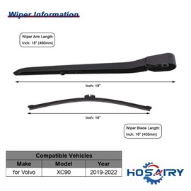 HOSAIRY Rear Wiper Arm Blade Set for Volvo XC90 2019-2022 Rear Windshield Wiper Arm Blade Assembly 32219752 31349856