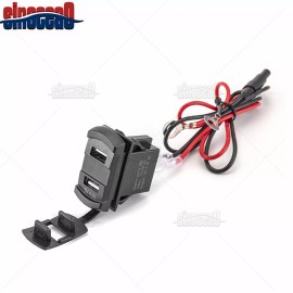 SI Dual USB Charger Socket LED Voltage Voltmeter Rocker Switch Panel Car Boat UTV