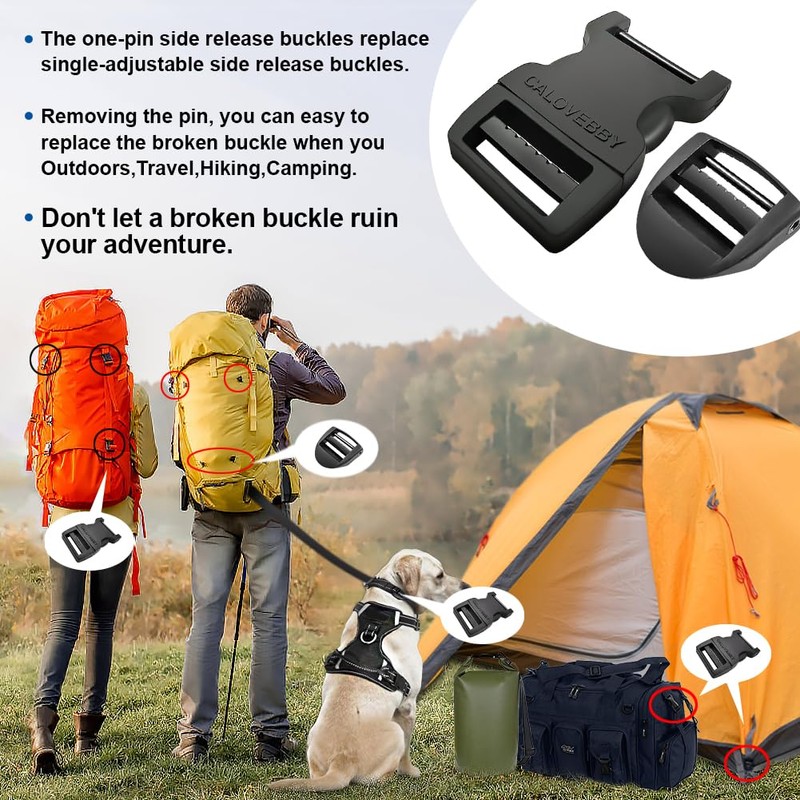 Deluxsa Field Repair Buckle for Straps 1 Inch Plastic Adjustable