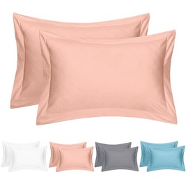 Helthep Bedding King Pillow Shams, Soft and Comfortable Microfiber Pillowcase King Size Set of 2 Envelope Pillow Cases,Double Brushed Solid Color,Pink(20"*40")
