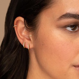 Thunaraz 925 Sterling Silver Hoop Stud Earrings Set for Women 18K Gold Plated Earrings Sets for Multiple Piering Hypoallergenic Small Hoop Earrings Stack for Sensitive Ears Gold CZ: 6/8/10/12mm