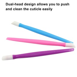 Coufce 6pcs Professional Nail Cuticle Pusher Set Hard Rubber Tipped Tools with Plastic Handles Suitable for Men and Women(Pink, Purple, Blue)