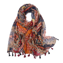 KAVINGKALY Boho Scarf for Women Lightweight Floral Print Scarf Fashion Fringe Scarves Wraps Scarf, Floral A