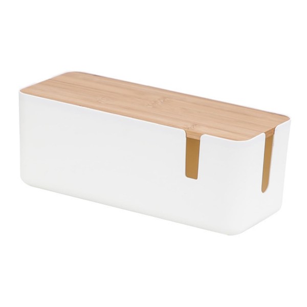 Gatuida Cable Management Box Plastic and Bamboo Materials Desk Cable