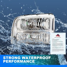 G-PLUS Headlights Assembly, Compatible with 2005 2006 2007 Ford F250 F350 Super Duty 2005-2007 Headlamp Driver and Passenger Side, Clear lens Chrome Housing Clear Reflector