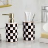 Bathroom Toothbrush Holder Set, Ceramic Checkered Soap Dispenser and Tooth