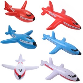 Mssor 6-Pack Inflatable Airplanes for Birthday Party – 3 Colors, 2 Sizes, Airplane Party Supplies for Birthday & Shower Decorations, Fun Aircraft Decorations（16 inch and 23 inch）