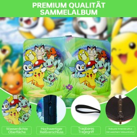 Freyauga Trading Card Album, 4 Pockets Cards Scrapbook Collector's Book with Zip Carry Handle, 50 Pages for 400 Cards, Waterproof 3-Ring Cards Book Folder Book Folder