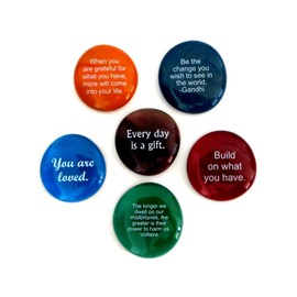 Lifeforce Glass Encouragement Stones, Motivational and Inspirational Quotes and Sayings on Translucent and Opaque Glass Stones, Set of 6