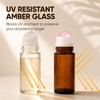 50ML Rose Quartz Roller Bottle for Castor Oil, Amber Glass