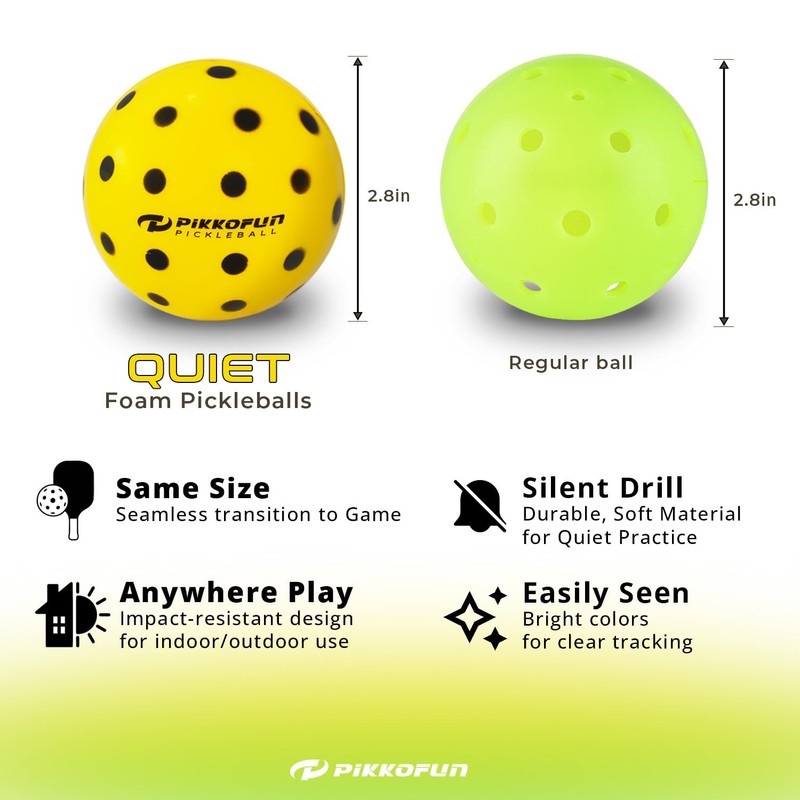 Silent Pickleball Balls - Quiet Foam Pickleballs for Indoor and