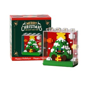(2024 Christmas New Gift) 401 Piece Building Blocks DIY Christmas Theme Christmas Tree Block Kit Decoration, Model, Toy, Transparent Case, Figurine, Boys, Girls, Gift