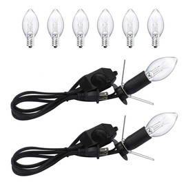 OHLGT 2 Packs Himalayan Salt Lamp Cord Replacement with Dimmer Switch and 6 Packs E12 Halogen Salt Lamp Bulbs (5 Feet Cord & Fixed Butterfly Clip)