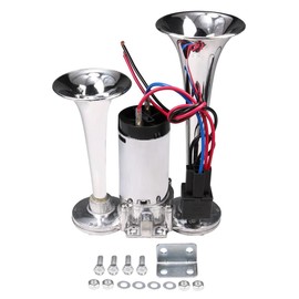 12V 150 DB Dual Trumpet Truck Horn Air Horn Super Loud Double Tube Air Horn Electric Car Air Horn with Compressor Air Horn for Car Truck Train Motorcycle Vehicles Boat Claxon Horns