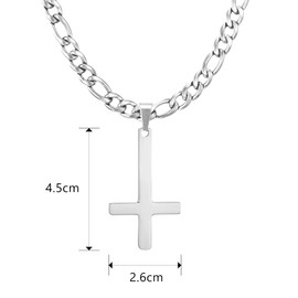 HSWYFCJY Cross Chain Men's Cross Chain Silver Gold Black Stainless Steel Inverted Pendant with Cross Necklace for Men Christian Cross Necklace 20 inches / 24 inches / 28 inches, Stainless Steel