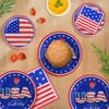 303Pcs American Flag Patriotic Party Supplies Disposable Dinner Paper Plates,Dessert