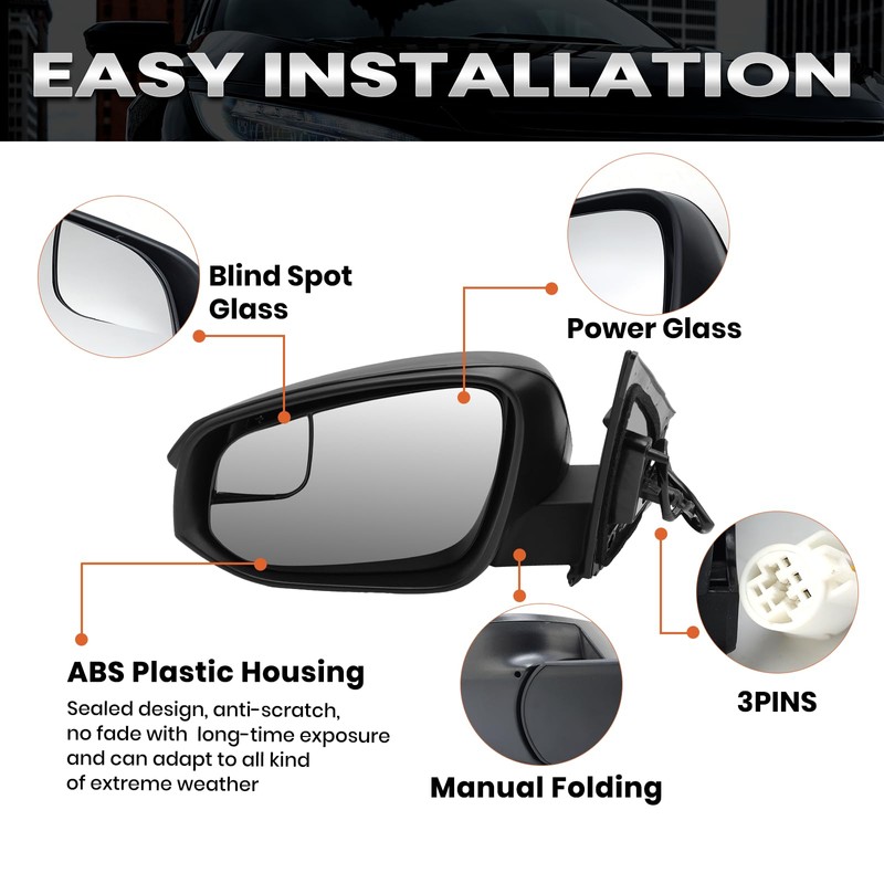 Left Driver Side Mirror Compatible with Toyota RAV4 2016 2017