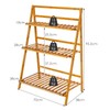 COSTWAY Bamboo Plant Stand, Foldable Multifunctional Flower Display Ladder Shelf,