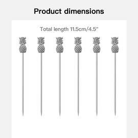 8Pcs Martini Cocktail Picks Reusable Olive Picks Garnish Skewer Fruit Toothpicks Pack of (Pineapple Silver)