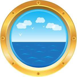 Outus Cruise Ship Porthole Sticks Nautical Peel Stickers for Wall Window Door Room Nautical Party Decorations (4 Pieces)