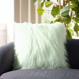 Safavieh Caelie 20-inch Mint Green Faux Fur Decorative Throw Pillow