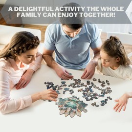 Wooden Crocodile Puzzle - 201 Laser Cut Animal Puzzle Pieces - 28 x 28 cm. Animal Head Puzzle & Hardcover Storybook - Wooden Puzzles for Adults & Children by Crocotile