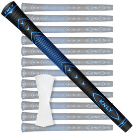 KNLY Golf Grips Set of 13 - High Traction and High Feedback Rubber Golf Club Grips with Anti-Slip and All Weather Performance，13 Grips with 15 Tapes and 13 Grips with All Repair Kits for Choice. (Black blue-2 in 1(13 grips only with 15 tapes), Standard)