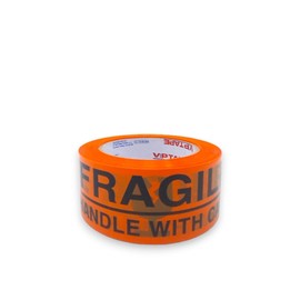 12 Rolls Fragile Tape Handle with Care Packing Printing Tape, Shipping Carton Box Sealing Tape, 2 Inch x 330 Feet (110 Yards), Heavy Duty Tape for Box Office Moving Packaging (Orange)