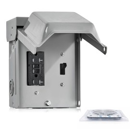 HQRP 30 Amp 125 Volt RV Power Outlet NEMA TT-30R & 20A WRTR GFCI Metal Box, Rainproof 3R Weatherproof Enclosure, Outdoor Plug for Patio Garage Camper Travel Trailer Electric Car Generator [ETL Listed]