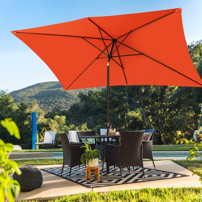 Blissun 10' Rectangular Patio Umbrella Outdoor Market Table Umbrella with