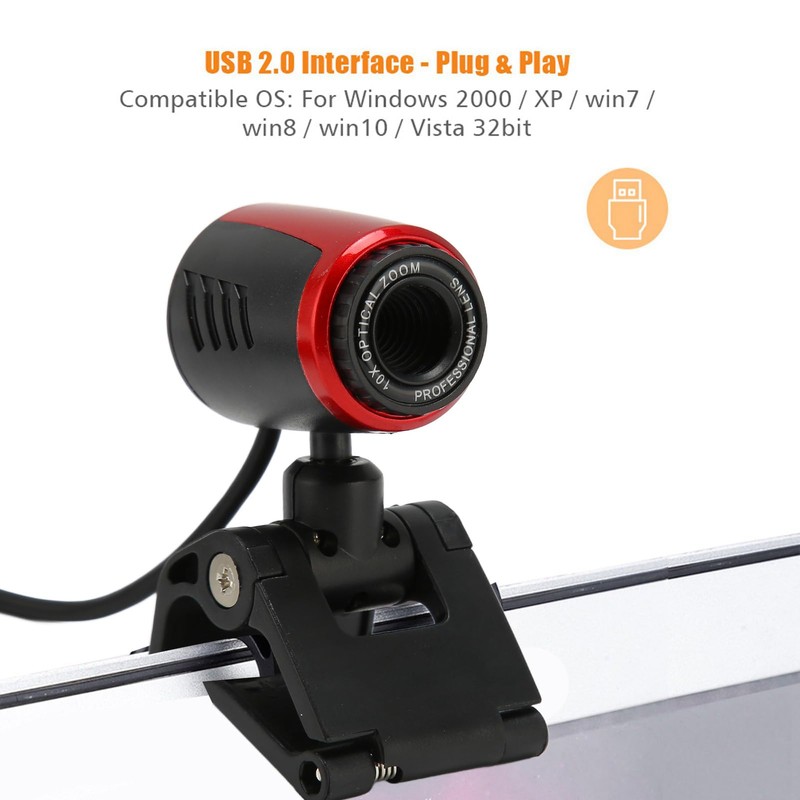 HD Webcam USB2.0 with MIC, 360 Degree USB Webcam for