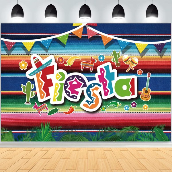 ASOONYUM 7x5ft Fiesta Theme Backdrop Mexican Cinco De Mayo May 5th Festival Feliz Cumpleaños Summer Pool Happy Birthday Banner Party Decorations Supplies Background for Photography