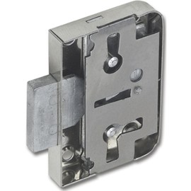 Furniture Lock with Euro Key, Backset 25 mm, Nickel-Plated Steel, Includes Key, Strike Plate and Screws, Silver