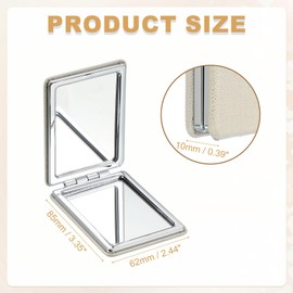 uxcell Small Pocket Mirror for Purse, Rectangular Magnifying Foldable Silver Makeup Handheld Compact Mirror for Women, Purse, Travel, Girls, Gift(Beige, 3.35" x 2.44")